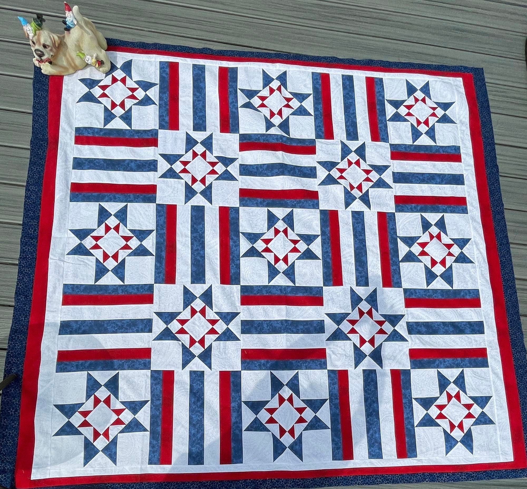 PATTERN - QOV® Double Stars & Stripes Quilt Pattern. Finished Size: 60 X 72. Designed With Permission From the Quilts of Valor Foundation®. - Etsy pattern-qov-double-stars-stripes-quilt-pattern-finished-size-60-x-72-designed-with-permission-from-the-quilts-of-valor-foundation-etsy