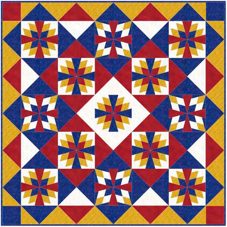 PATTERN QOV® American Traveler Quilt Pattern. Finished Size 72 X 72