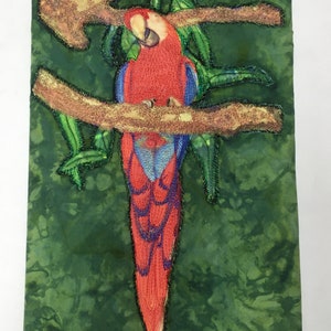Quilt op Canvas - Ara (Rood) van Costa Rica, 3D Photo Quilt op Canvas, 10" X 20"