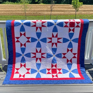 PATTERN - QOV® Stars & Snowballs Quilt pattern. Finished size: 60 X 72. Designed with permission from The Quilts Of Valor Foundation®.