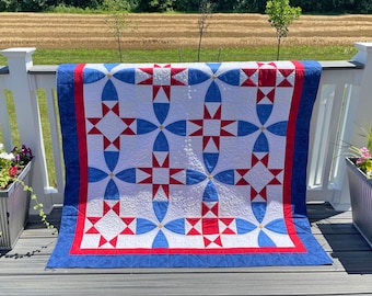 PATTERN - QOV® Stars & Snowballs Quilt pattern. Finished size: 60 X 72. Designed with permission from The Quilts Of Valor Foundation®.