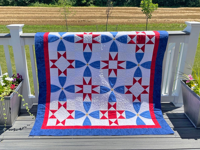PATTERN QOV® Stars & Snowballs Quilt pattern. Finished size: 60 X 72. Designed with permission from The Quilts Of Valor Foundation®. image 1