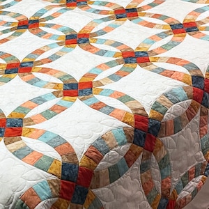 PATTERN Double Wedding Ring quilt pattern. Complete instructions using AccuQuilt dies. Includes VIDEO Links and rotary cutting templates. image 6