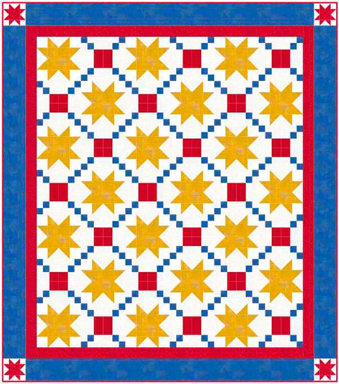 PATTERN QOV® Chained Stars Quilt Pattern. Finished Size 60 X 68