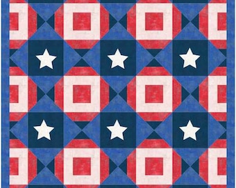 PATTERN - QOV® Patriotic Plaid Quilt pattern. Finished size: 55 X 72. Designed with permission from The Quilts Of Valor Foundation®.