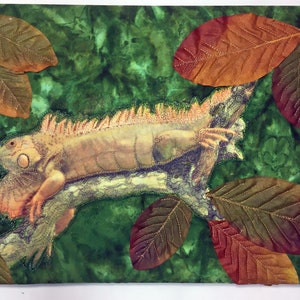 Quilt op Canvas - Leguaan van Costa Rica, 3D Photo Quilt op Canvas, 12" X 16"