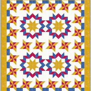 PATTERN - QOV® Carpenter's Wheel & Stars Quilt pattern. Finished size: 62 X 71" Authorized by The Quilts Of Valor Foundation®.