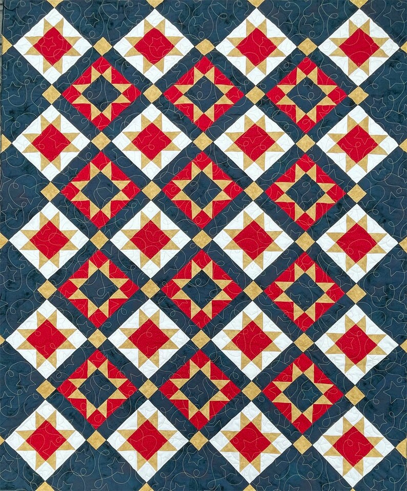 PATTERN QOV® Stardom Quilt Pattern. Finished Size 62 X 71. Designed