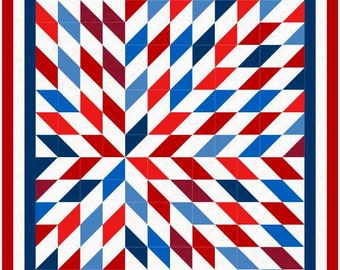 MOTIF - Motif de courtepointe QOV® Starburst. Dimensions finales : 60 X 68. Conçu avec la permission de The Quilts Of Valor Foundation®.