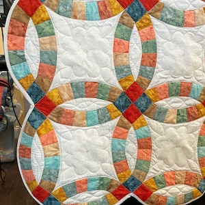 PATTERN Double Wedding Ring quilt pattern. Complete instructions using AccuQuilt dies. Includes VIDEO Links and rotary cutting templates. image 4