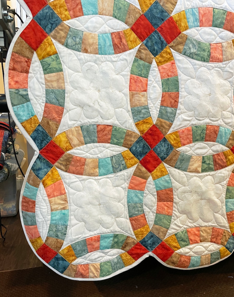 PATTERN Double Wedding Ring quilt pattern. Complete instructions using AccuQuilt dies. Includes VIDEO Links and rotary cutting templates. image 4