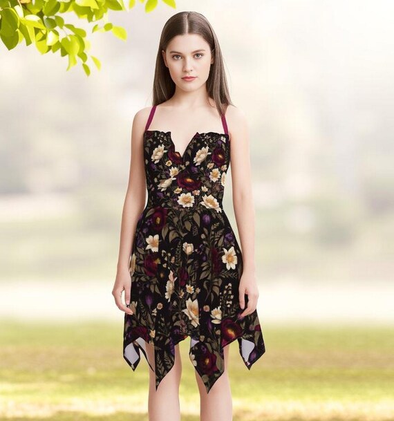 Wildflower Handkerchief Dress: Dark Academia Romantic Midi Slip - Etsy