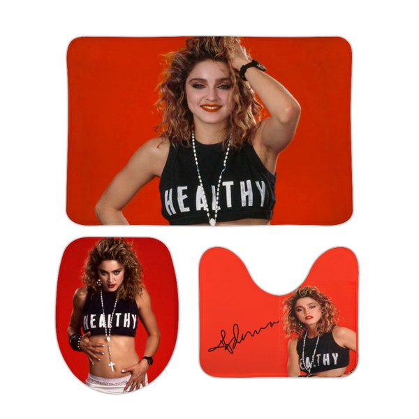 Madonna Healthy Shirt 3 Pieces Coral Velvet Bathroom Floor Mat Set