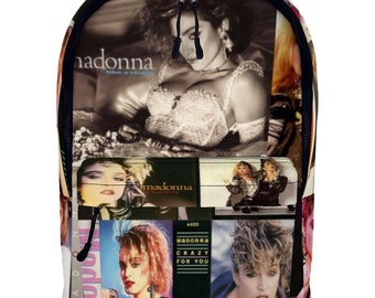 80s Madonna Alternative Leather Cruelty Free Vegan Travel Backpacks 12.6" x 16.9" x 6.3"