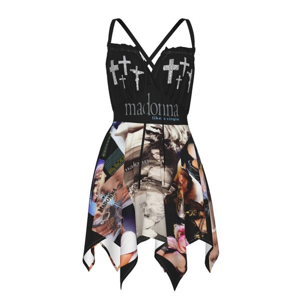 80s Madonna Cross Theme Collage Women's Slip Dress/Madonna Celebration Concert
