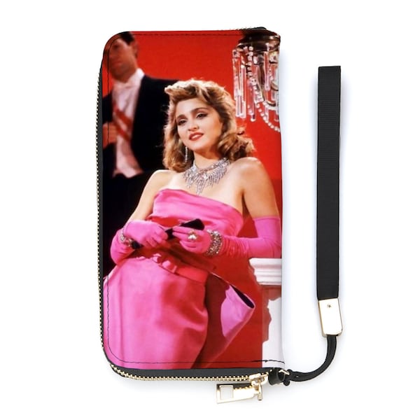 Madonna "Experience Has Made Me Rich" Material Girl Faux Leather Purse Wristlet Handbag- 80s Madonna Material World