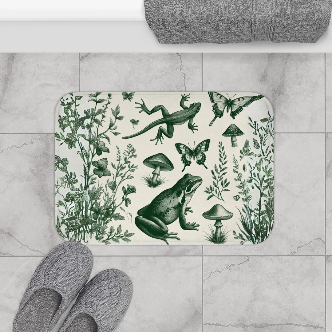 Goblincore Frog Bath Mat: Cottagecore Bathroom Decor (20 X 32) - Etsy