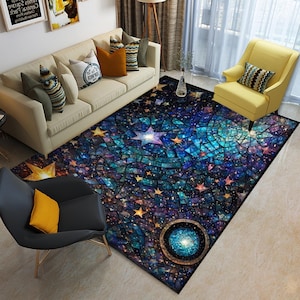 Moon and Star Home Decor: Celestial Rug, Witchy Mat, Galaxy Foldable Mat for Dreamy Spaces