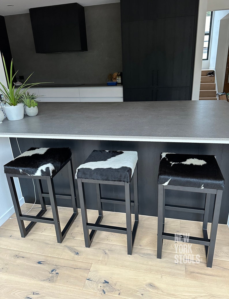 Cowhide Brooklyn Stool | Cowhide Counter Stool | Luxury Cowhide Bar ...