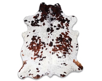 Tricolor, High Quality Cowhide Rug, Hair on Hide, Koeienhuid, Kuhfell Teppich, 7,5 Ft x 6,3 Ft, Code: DR24