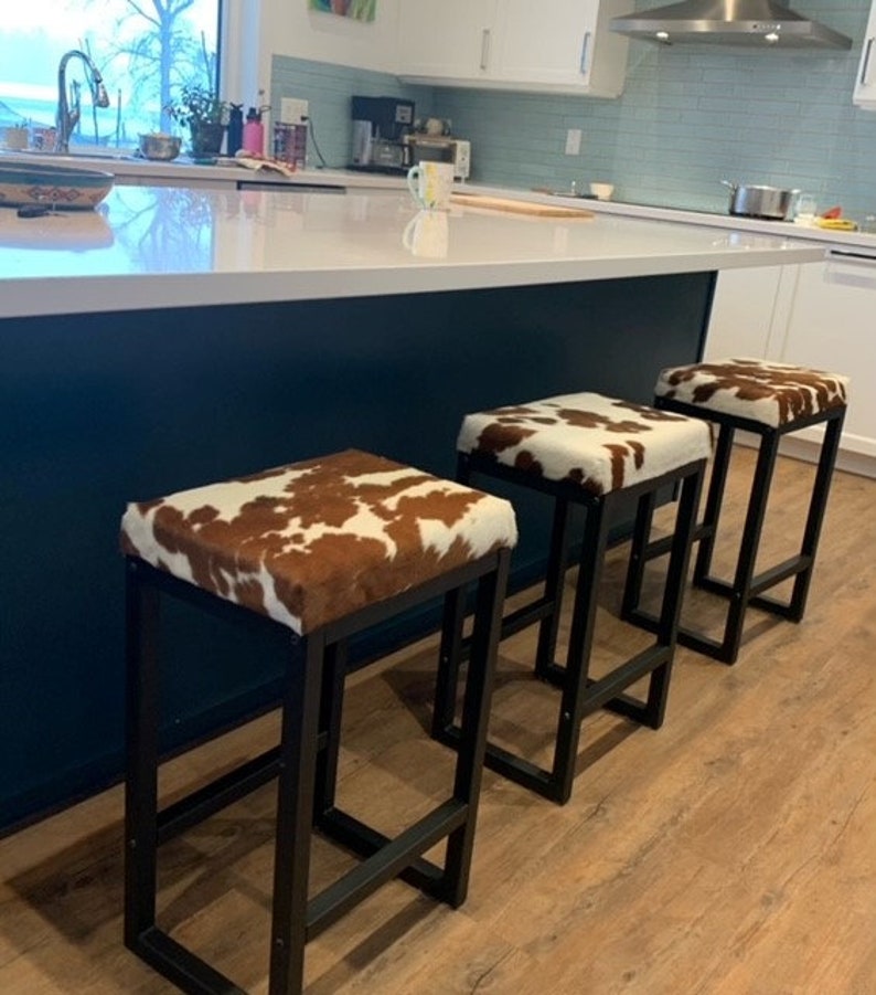 Cowhide Brooklyn Stool | Cowhide Counter Stool | Luxury Cowhide Bar ...