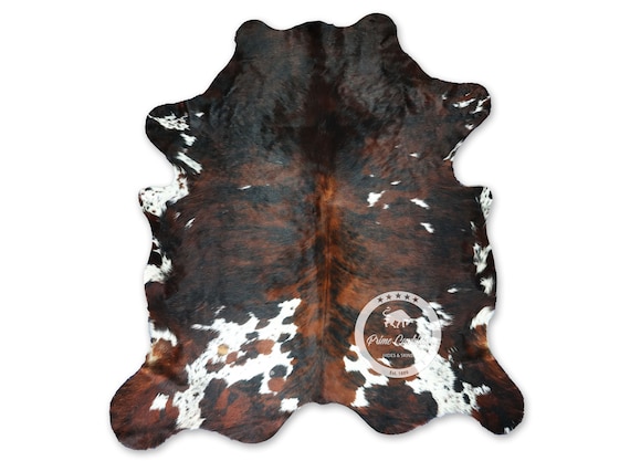 100% Genuine Dark Brindle Tricolor Cowhide Rug - Modern Style Animal
