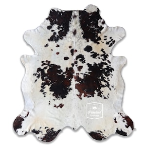 トリコロール、高品質牛革ラグ、毛付き革、Koeienhuid、Kuhfell Teppich、8.4フィート x 7.3フィート、コード：CR09