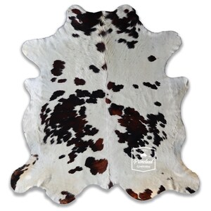 トリコロール、高品質牛革ラグ、毛付き革、Koeienhuid、Kuhfell Teppich、7.6フィート x 6.9フィート、コード：CR01