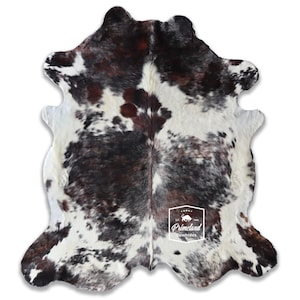 Tapis exotique en cuir de vachette de haute qualité, avec poils, Koeienhuid, Kuhfell Teppich, 247 x 213 cm, Code : CR25