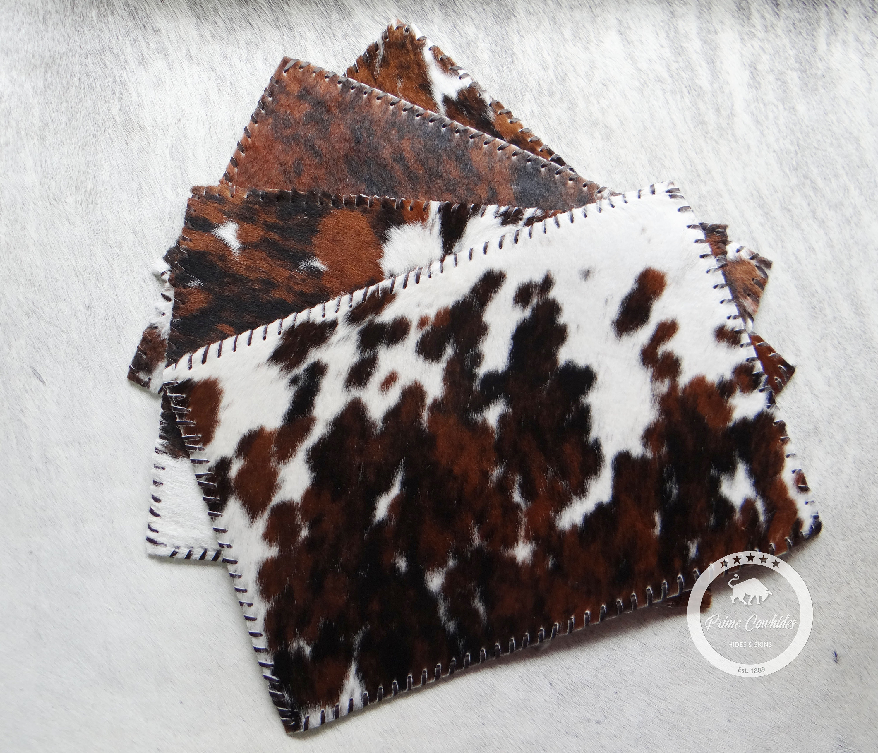 Tricolor Cowhide Placemat (Set of 2, 4, 6 units) 14"x 17"