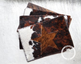 Tricolor Cowhide Placemat (Set of 2, 4, 6 units) 14"x 17"