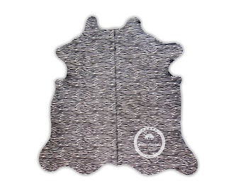 Zebra Print, High Quality Zebra Print Cowhide Rug, Hair on Hide, Koeienhuid, Kuhfell Teppich, 6.6 Ft x 6.6 Ft, Code: zb1