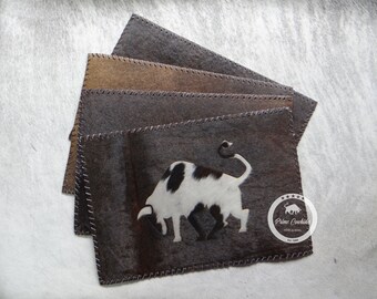 Tricolor Cowhide Placemat (Set of 2, 4, 6 units) 14"x 17"