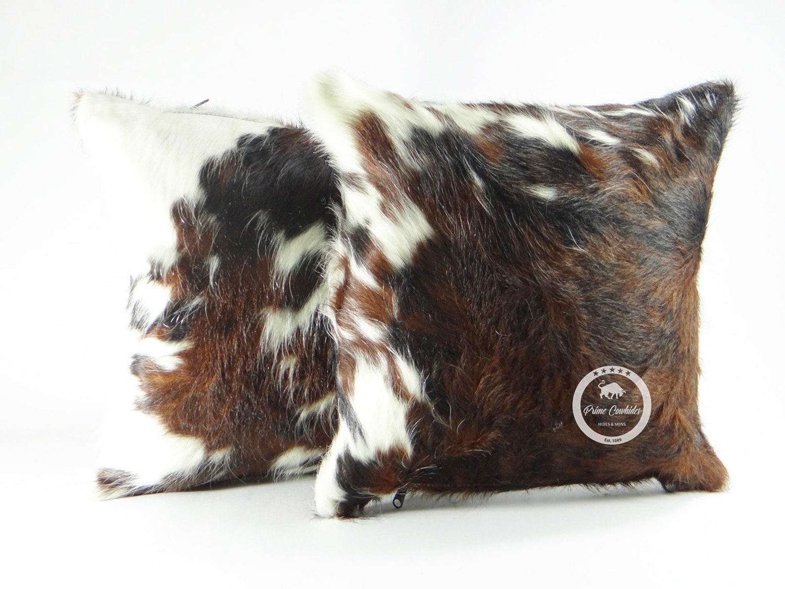 Pair Double Sided Tricolor Cowhide Pillow Cover (Set of 2 units) 15"x 15" or 20" x 20" or 24" x 24" - Medium (15" X 15") inches
