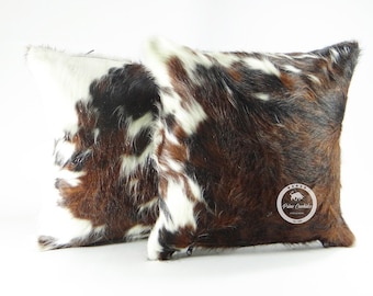 Pair Double Sided Tricolor Cowhide Pillow Cover (Set of 2 units) 15"x 15" or 20" x 20" or 24" x 24"