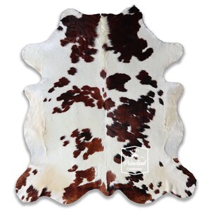 トリコロール、高品質牛革ラグ、毛付き革、Koeienhuid、Kuhfell Teppich、7.2フィート x 6.4フィート、コード：CR10