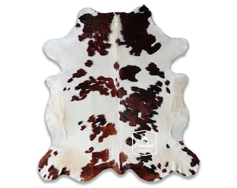 Tricolor, High Quality Cowhide Rug, Hair on Hide, Koeienhuid, Kuhfell Teppich, 7,2 Ft x 6,4 Ft, Code: CR10