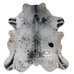 ソルト＆ペッパー、高品質牛革ラグ、毛付き革、Koeienhuid、Kuhfell Teppich、7.7フィート×7.0フィート、コード：CR06