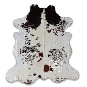 トリコロール、高品質牛革ラグ、毛付き革、Koeienhuid、Kuhfell Teppich、6.7フィート x 5.9フィート、コード：CR23