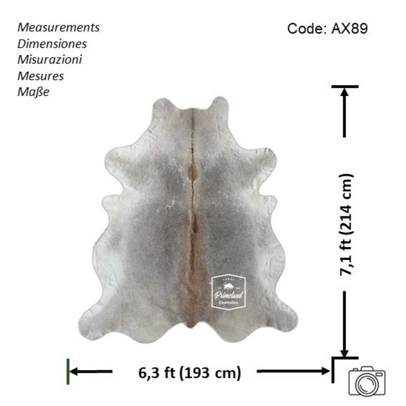 Grey, High Quality Cowhide Rug, Hair on Hide, Koeienhuid, Kuhfell