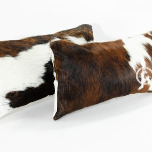Pair Double Sided Tricolor Cowhide Lumbar Pillow Cover (Set of 2 units) 12&quot;x 22&quot;