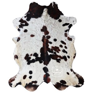 トリコロール、高品質牛革ラグ、毛付き革、Koeienhuid、Kuhfell Teppich、8.9フィート x 7.2フィート、コード：CR12