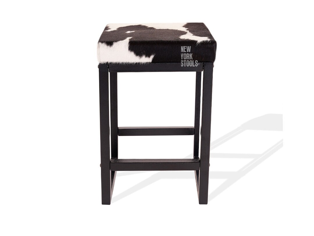 Black & White Cowhide Brooklyn Stool Cowhide Counter Stool Etsy
