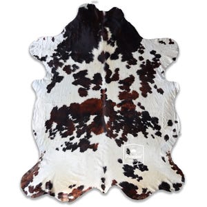 トリコロール、高品質牛革ラグ、毛付き革、Koeienhuid、Kuhfell Teppich、9.8フィート x 7.8フィート、コード：CR08