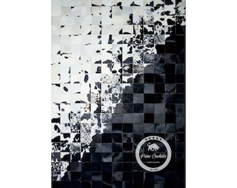 Patchwork Cowhide Rugs | Squares Patchwork Cowhide Rug Black and White