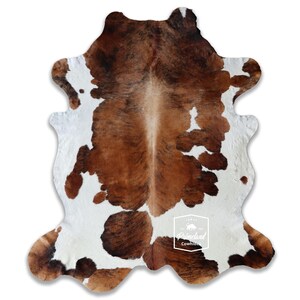 トリコロール、高品質牛革ラグ、毛付き革、Koeienhuid、Kuhfell Teppich、8.1フィート x 6.8フィート、コード：CR15