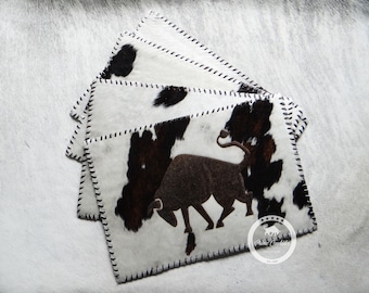 Tricolor Cowhide Placemat (Set of 2, 4, 6 units) 14"x 17"