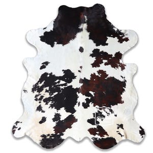 トリコロール、高品質牛革ラグ、毛付き革、Koeienhuid、Kuhfell Teppich、8.0 フィート x 7.1 フィート、コード: CR17