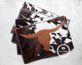 Tricolor Cowhide Placemat (Set of 2, 4, 6 units) 14"x 17"