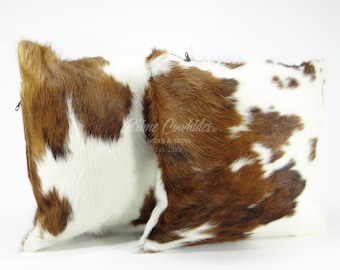 Pair Double Sided Tricolor Cowhide Pillow Cover (Set of 2 units) 15"x 15" or 20" x 20" or 24" x 24"